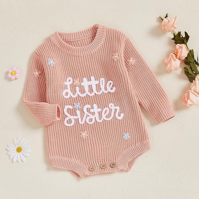 FYBITBO Baby Girl Boy Sweater Knit Oversized Pullover Sweatshirt Romper Onesie Warm Fall Winter Clothes Outfit Newborn