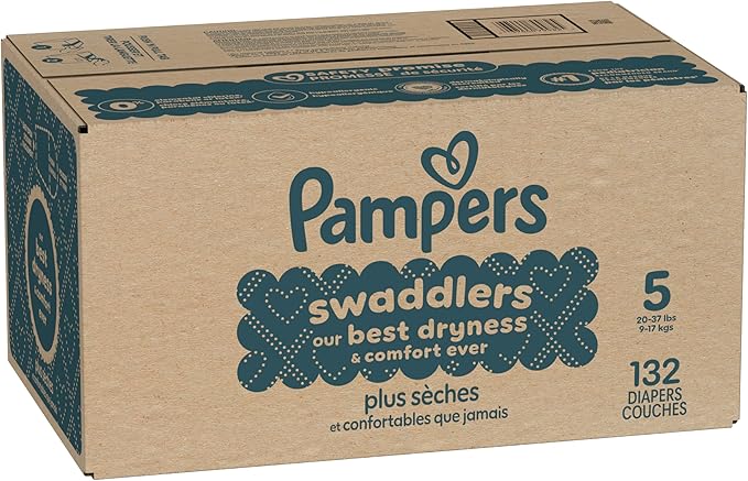 Pampers Baby Diapers - Swaddlers - Size 5, 132 Count, Ultra Absorbent Disposable Infant Diaper