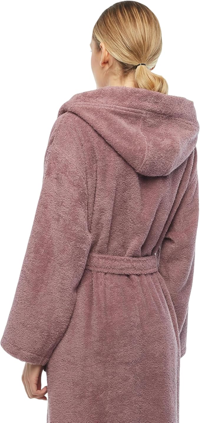 Arus Women's Hooded Classic Bathrobe Turkish Cotton Robe with Full Length Options