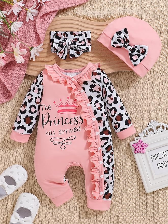 Preemie Newborn Baby Girl Clothes Infant Fall Winter Outfits Letter Floral One-Piece Romper+Jumpsuit