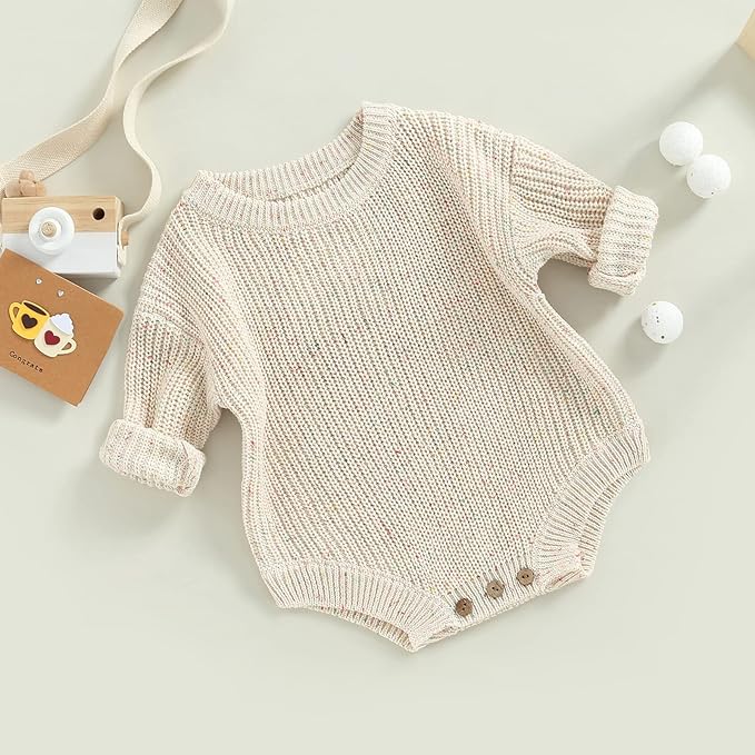 FYBITBO Baby Girl Boy Sweater Knit Oversized Pullover Sweatshirt Romper Onesie Warm Fall Winter Clothes Outfit Newborn