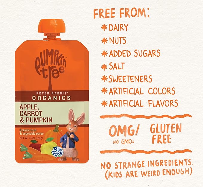 Pumpkin Tree Peter Rabbit Organics Apple, Carrot and Pumpkin Puree, 4.4 Ounce (Pack of 10)