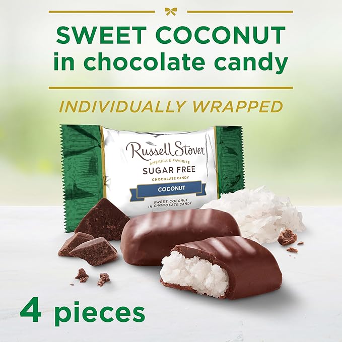 RUSSELL STOVER Sugar Free Coconut in Chocolate Candy, 2 oz. bag (Pack of 10)