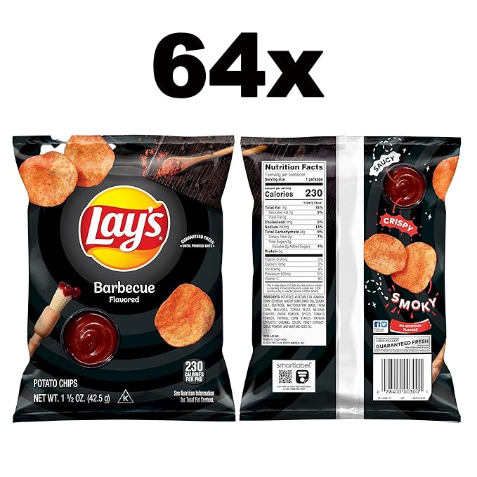 Lay's Potato Chips, Barbecue, 1.5 Ounce (Pack of 64)
