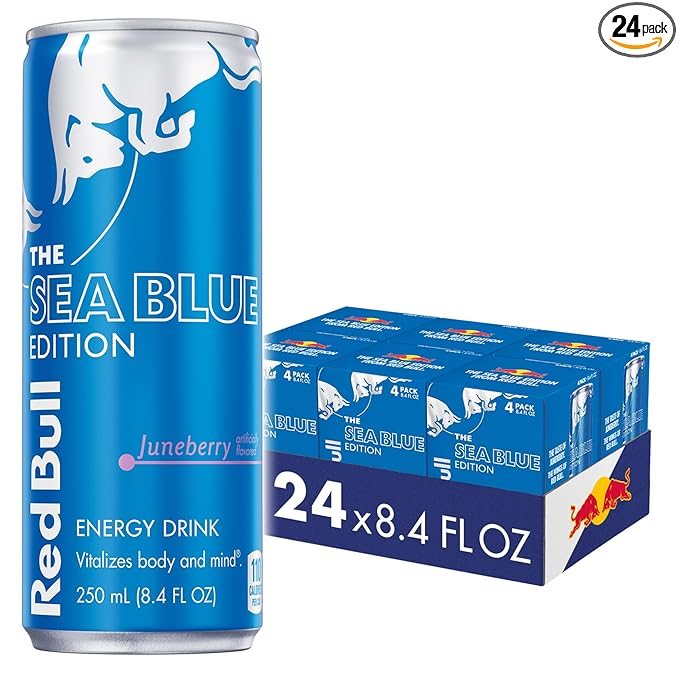 Red Bull Sea Blue Edition Energy Drink, 8.4 Fl Oz, 24 Cans (6 Packs of 4)