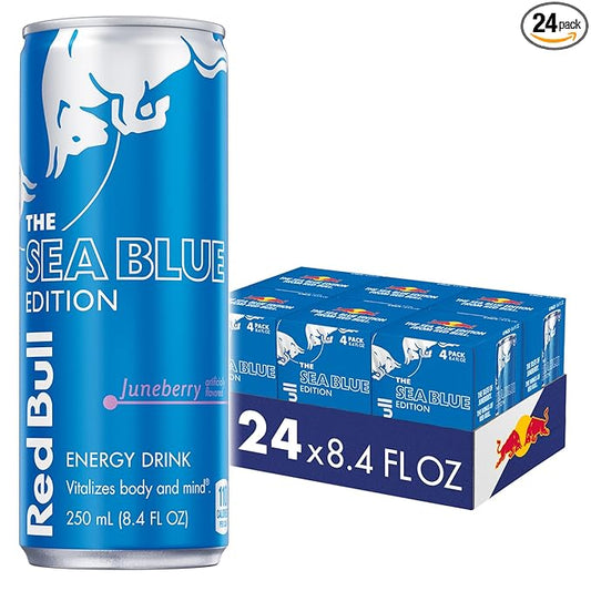 Red Bull Sea Blue Edition Energy Drink, 8.4 Fl Oz, 24 Cans (6 Packs of 4)