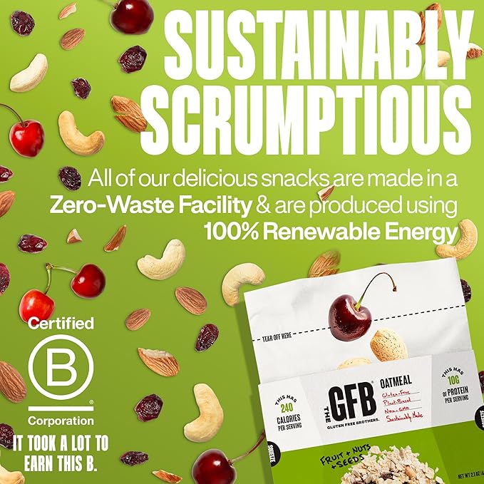 The GFB Fruit, Nuts and Seeds Protein Oatmeal Cups - Unique Pop-Up Bowl - Gluten Free, Plant Based, Non GMO, Sustainably Made - Ridiculously Tasty, Healthy, Vegan Protein Instant Oatmeal, 2 oz (6 Count)