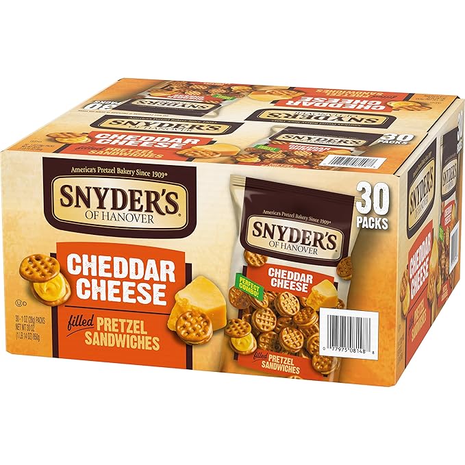 Snyder's of Hanover Pretzel Sandwiches, Cheddar Cheese, Snack Packs, 30 Ct