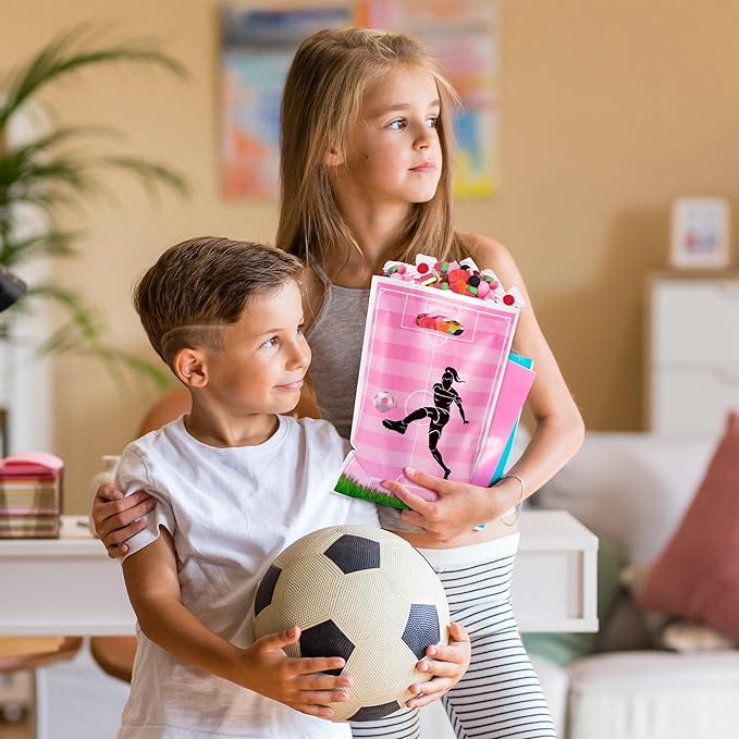 Football Party Favor Bags - 50Pcs Pink Football Goody Candy Treat Gifts Bags, Sport Themed Party Decorations for Adults Kids Boys Girls Birthday Outdoor Sports Events Supplies