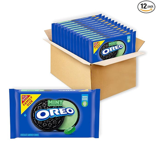 OREO Mint Creme Chocolate Sandwich Cookies, Family Size, 12 - 20 oz Packs