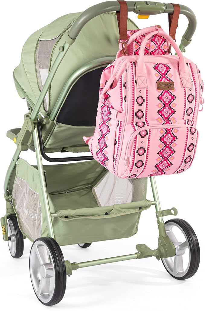 Wrangler Diaper Bag Backpack Aztec Travel Backpack Purses Western Multi-Function Baby Bags for Mom with Waterproof Insulated Pockets