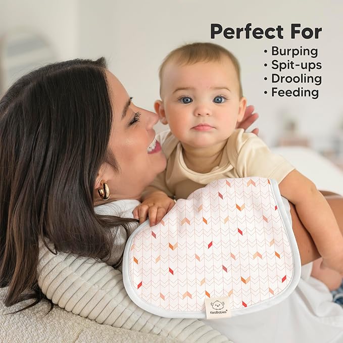 Organic Burp Cloths Baby Boy & Girl - 5-Pack Super Absorbent Cotton Burping Cloths for Babies, Soft & Plush Newborn Spit Up Rags, Infant Towels for Milk Spit Up, Unisex, Large 21" x 10" (Prism)