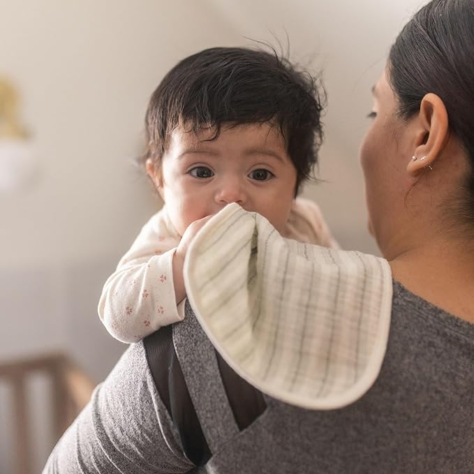 Crane Baby Organic Muslin Baby Burp Cloths, 3-Pack, 100% GOTS Organic Cotton, Absorbent, Lightweight, Machine Washable, Bunny