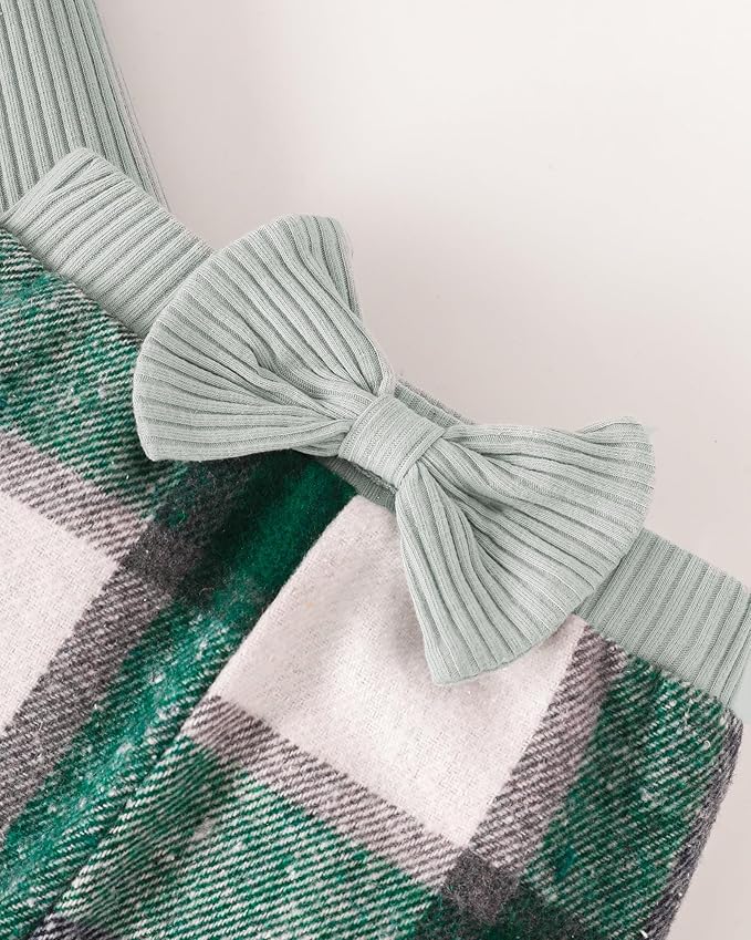 SUNNY PIGGY Baby Girl Clothes Newborn Outfits Infant Ruffle Romper 0-18M Fall Winter Flower Plaid Pants Clothing Set