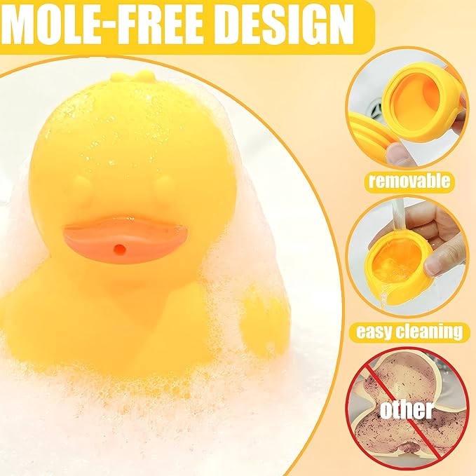 6-Piece Mold Free Rubber Duck Bath Toys for Toddlers 1-3 | Sensory Floating Ducks with Storage Bag for Kids, Boys & Girls