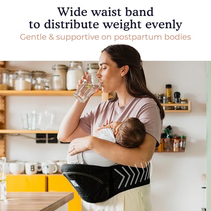 Beco Foldable Hip Seat Carrier - Baby 4-in-1 Easy-to-Use Carrier with Space-Saving Design for Newborn to Toddler (0-36 months/7-32.8 lbs (Black)