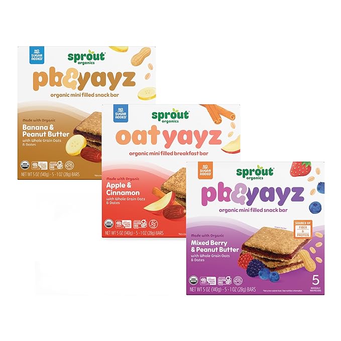 Sprout Organics, Toddler Snack Bars, Variety Pack, 15 Individual Bars 1 oz Each (6-boxes)