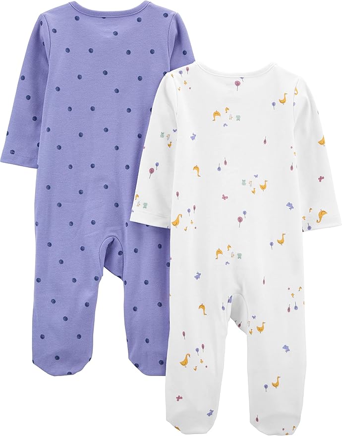 Simple Joys by Carter's Baby Girls' Cotton Footed Sleep and Play, Pack of 2