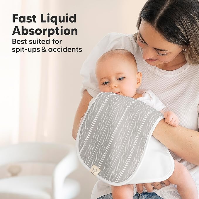 Organic Burp Cloths Baby Boy & Girl - 5-Pack Super Absorbent Cotton Burping Cloths for Babies, Soft & Plush Newborn Spit Up Rags, Infant Towels for Milk Spit Up, Unisex, Large 21" x 10" (Countryside)