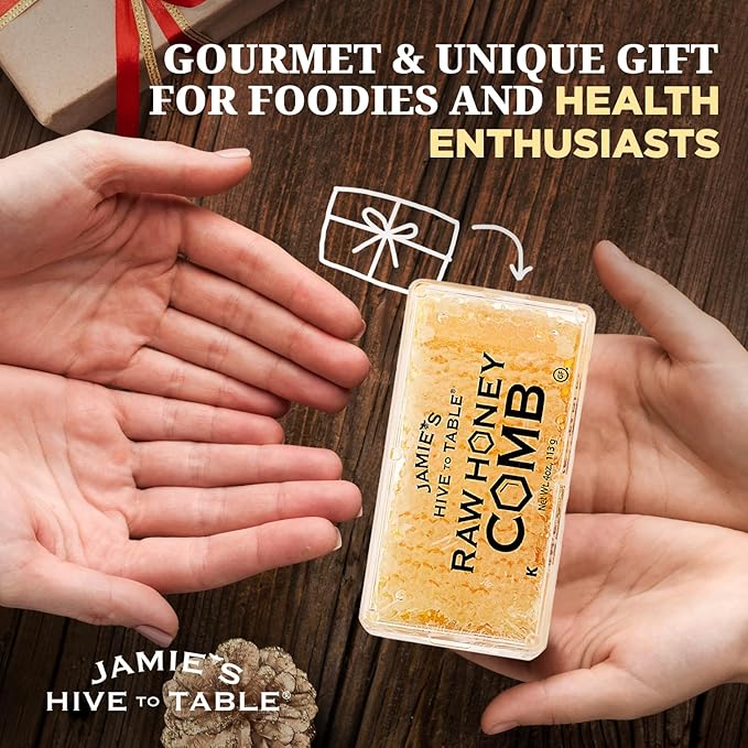 Jamie's Hive To Table 100% Raw Honeycomb, 48 Oz (Pack of 12) – All-Natural Pure Georgia Honeycomb – Fresh Georgia Honeycomb with Bee Pollen and Propolis, No Additives or Preservatives, Non-GMO