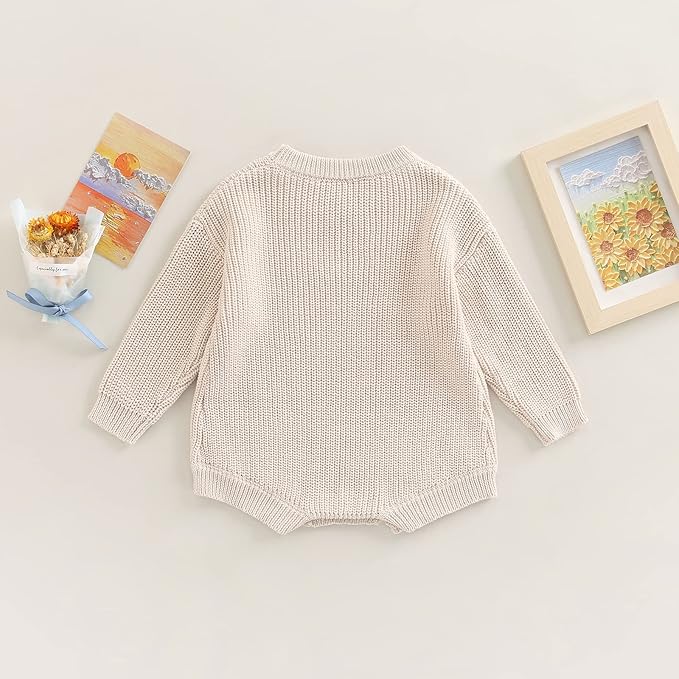 FYBITBO Baby Girl Boy Sweater Knit Oversized Pullover Sweatshirt Romper Onesie Warm Fall Winter Clothes Outfit Newborn
