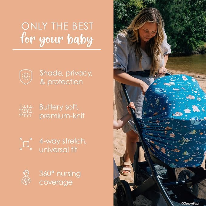 Milk Snob Original Disney Pixar 5-in-1 Baby Cover, Breastfeeding, Car Seat, Carrier, Stroller, High Chair, Shopping Cart, Canopy, Baby Shower Gender Neutral Gifts, Nursing Top (Finding Nemo)