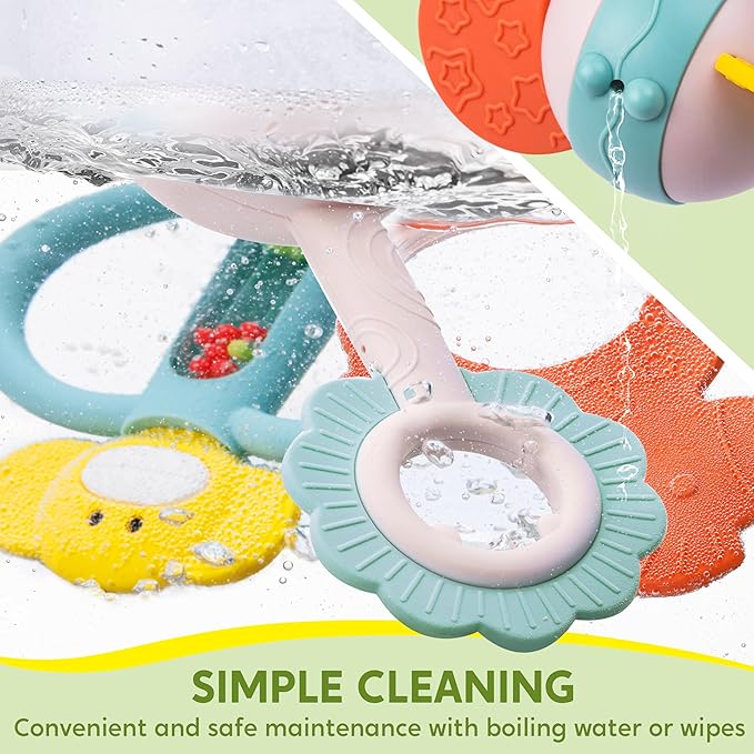SYNCFUN Baby Toys 0-6 Months, 10 Pack Baby Teething Toys, Infant Teether, Rattles Teethers for 0-3-6-12 Months, Newborn Boy Girl Gifts