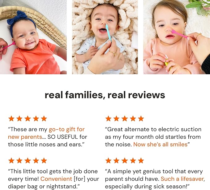 oogiebear: Baby Nose Cleaner & Ear Wax Removal Tool - Safe Booger & Earwax Removal for Newborns, Infants, Toddlers - Dual-Ended - Essential Baby Stuff, Diaper Bag Must-Have, 2 Pack Blue with CASE