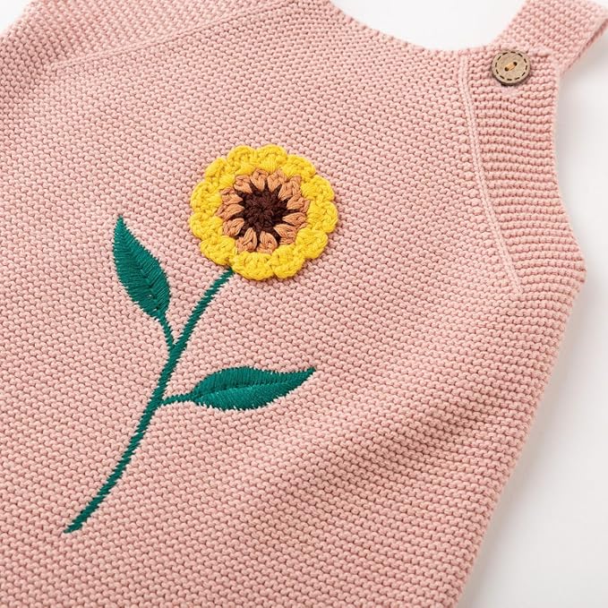 Simplee kids Baby Girls Sunflower Knit Rompers Knit Clothes for Newborn Baby Girls