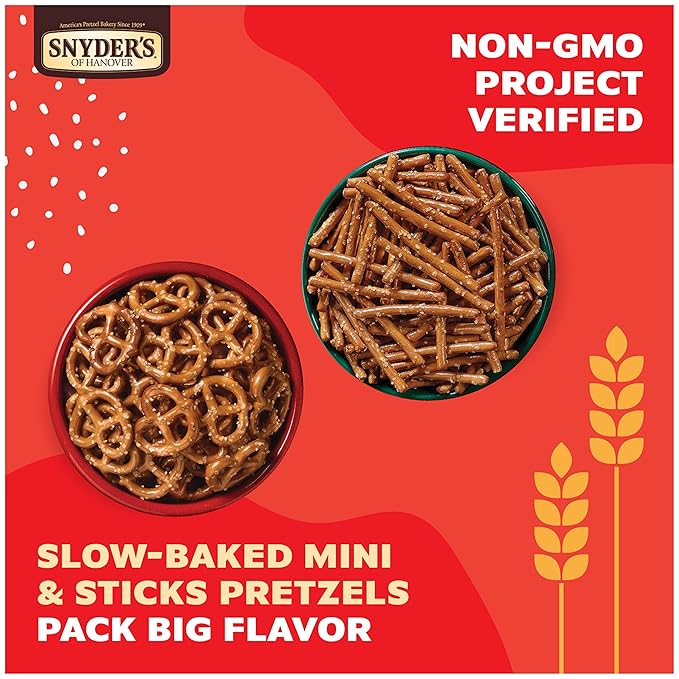 Snyder's of Hanover Pretzels, Minis and Sticks 100 Calorie Packs, 20 Ct Variety Pack (Pack of 2)