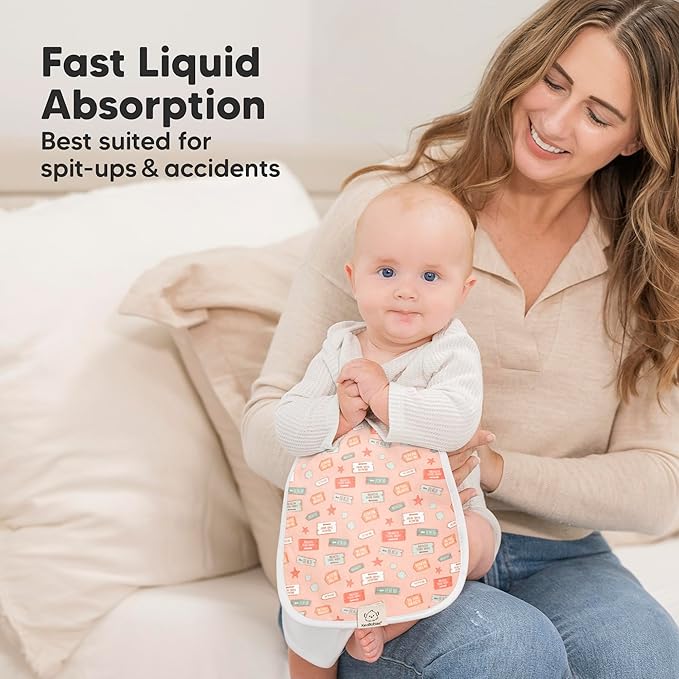 Organic Burp Cloths Baby Boy & Girl - 5-Pack Super Absorbent Cotton Burping Cloths for Babies, Soft & Plush Newborn Spit Up Rags, Infant Towels for Milk Spit Up, Unisex, Large 21" x 10" (Toy Land)