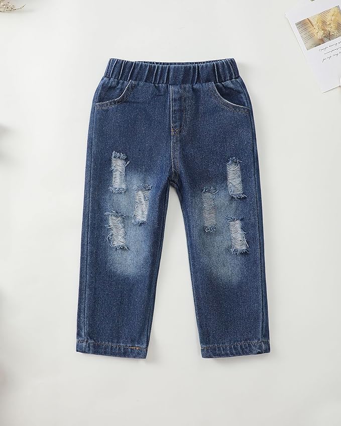 NZRVAWS Baby Boy Clothes Toddler Boy Outfit 2 3 4T 6 12 18 24 Month Fall Winter Hoodie Ripped Jeans Clothing