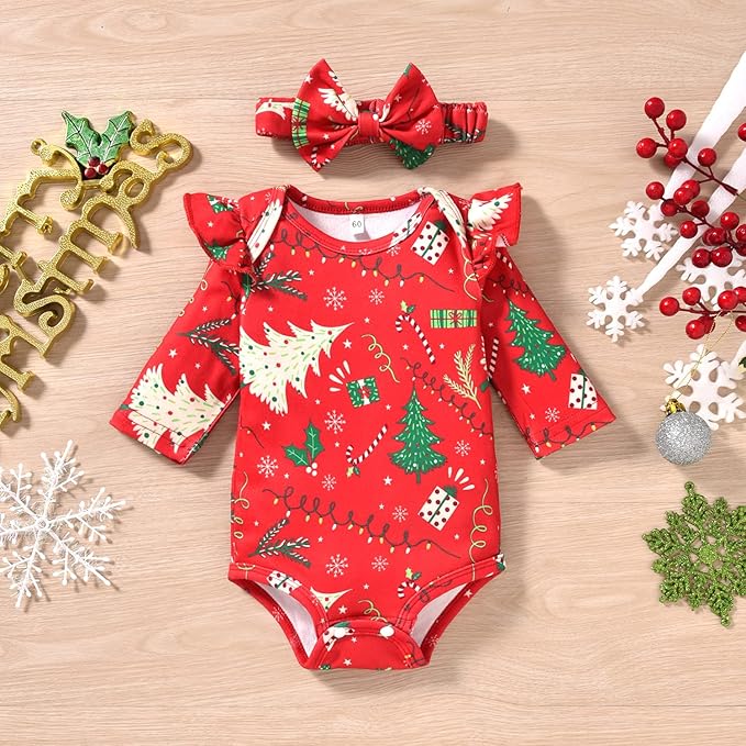 Aalizzwell Preemie Newborn Infant Baby Girls Clothes Ribbed Romper Bodysuit Pants Set Fall Winter Outfits