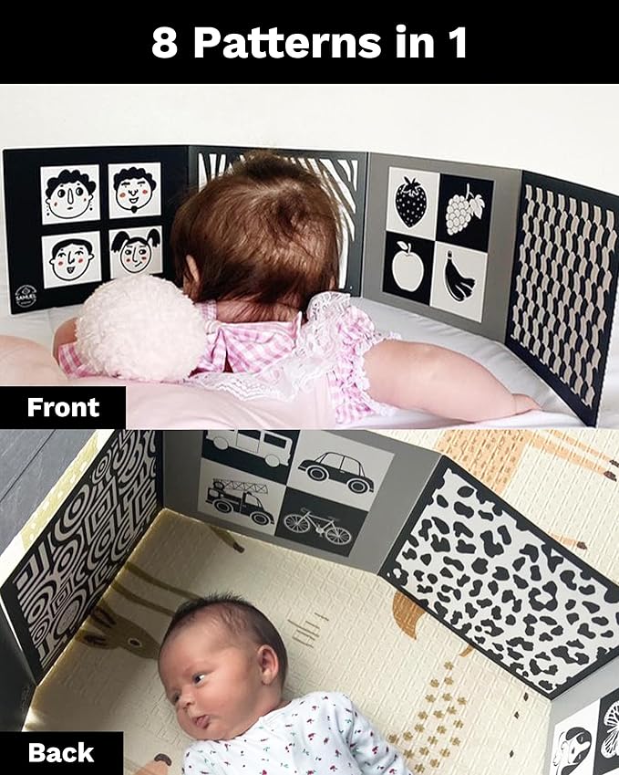 Samuel Sensory Board for Babies - Supersized Black and White Baby Cards for Developmental Newborn Tummy Time Toys - 100cm Newborn Black & White Toys for 0-3 Months & Older - Thick Stand Up Board No. 2