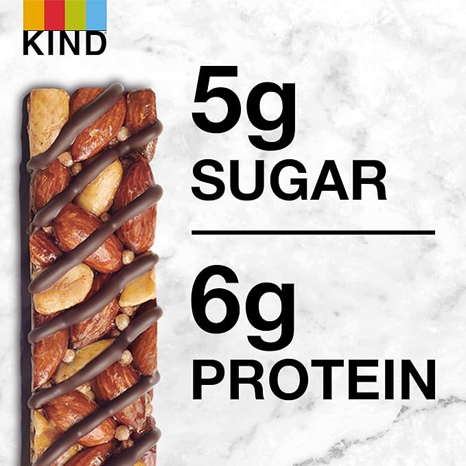KIND Nut Bars, Dark Chocolate Nuts and Sea Salt, Healthy Snacks, Gluten Free, Low Sugar, 6g Protein, 12 Count