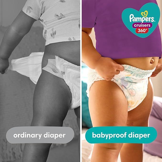 Pampers Diapers - Cruisers 360 - Size 4, 21 Count, Babyproof up to 100% Leakproof Pull-On Diaper (Packaging May Vary)