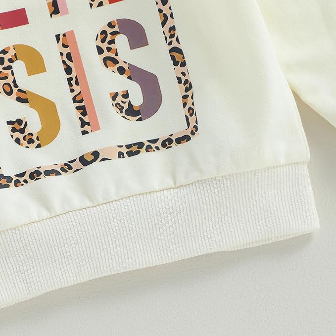 VISGOGO Infant Baby Boy Girls Big Lil Bro Big Lil Sis Matching Set Sweatshirt Romper Embroidery Sweater Toddler Clothes