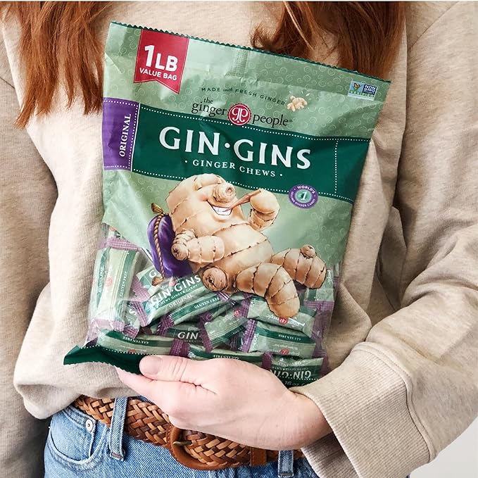 The Ginger People GIN GINS Chews - Original, Spicy Apple - 1lb bags - Pack of 2