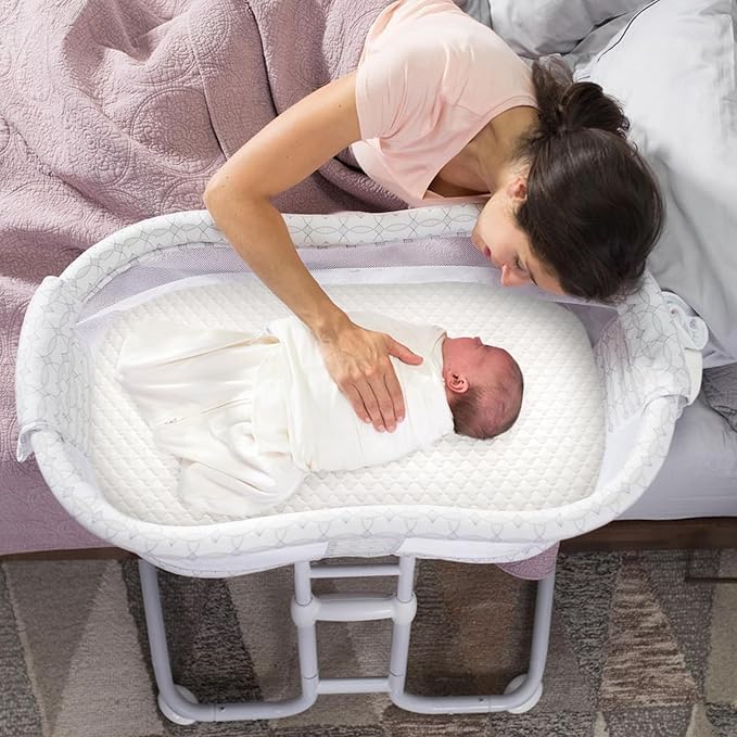 Pro Goleem Baby Bassinet Mattress Pad 30"x18" Peanut Hourglass, Waterproof Soft Cover Gel Memory Foam, Dual Side Cradle Mattress Fit Halo BassiNest Bassinet Series