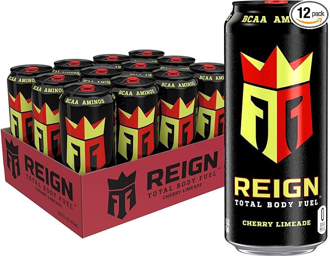 Reign Total Body Fuel, Cherry Limeade, Fitness & Performance Drink, 16 Fl Oz (Pack of 12)