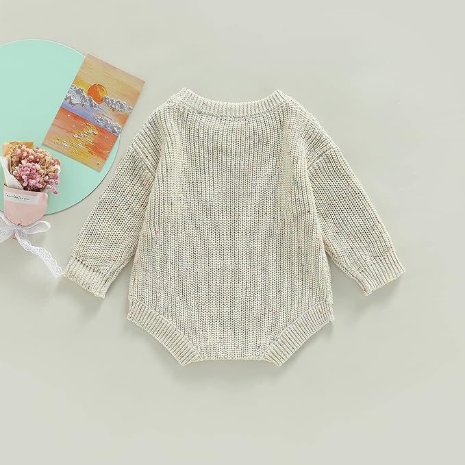 FYBITBO Baby Girl Boy Sweater Knit Oversized Pullover Sweatshirt Romper Onesie Warm Fall Winter Clothes Outfit Newborn