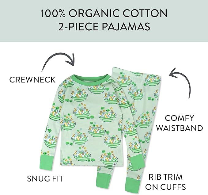 HonestBaby unisex-baby Celebration 2-piece Pajamas Sleepwear Pjs 100% Organic Cotton for Baby, Toddler, Kids