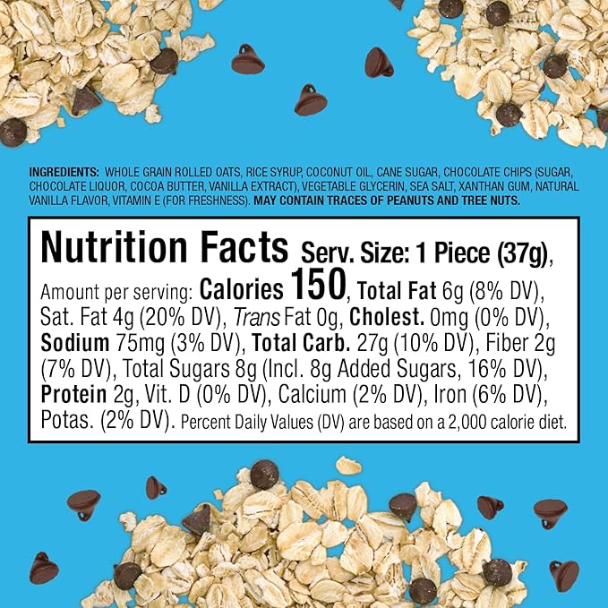 Bobo's Oat Bites, Original with Chocolate Chips, 1.3 oz Bites (30 Pack Box), Gluten Free Whole Grain Snack, Vegan On-The-Go