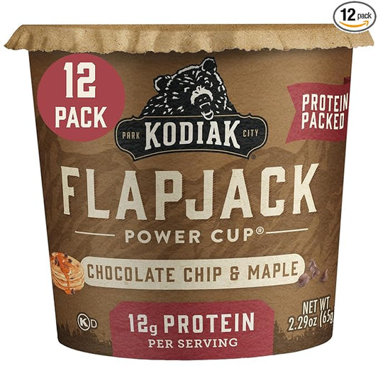 Kodiak Cakes Pancake On The Go, Chocolate Chip & Maple, 2.29 Oz (Pack Of 12)