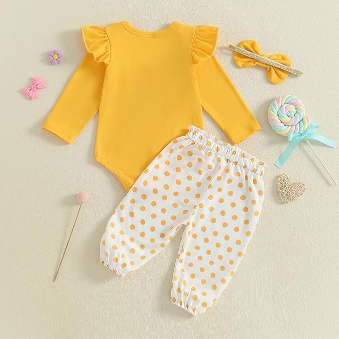 Fernvia Western Newborn Baby Girl Clothes Long Sleeve Letter Print Romper Animal Print Pants Headband 3Pcs Outfits Sets