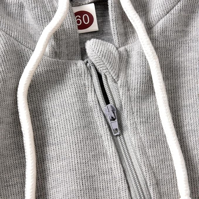 Unutiylo Unisex Baby Boys Girls Long Sleeve Infant Baby Zipper Hooded Jumpsuits Romper Loose Outfit Clothes