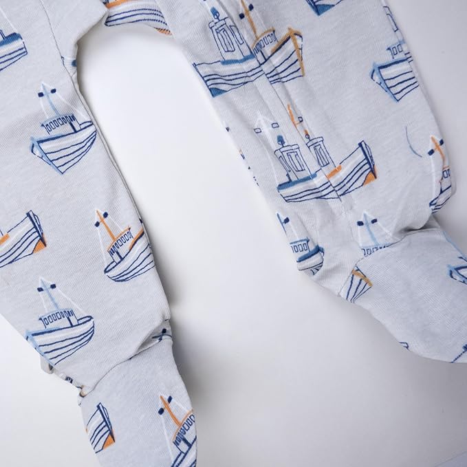 HonestBaby Sleep & Play Footed One-piece Pajama Sleeper 100% Organic Cotton, Baby Boys