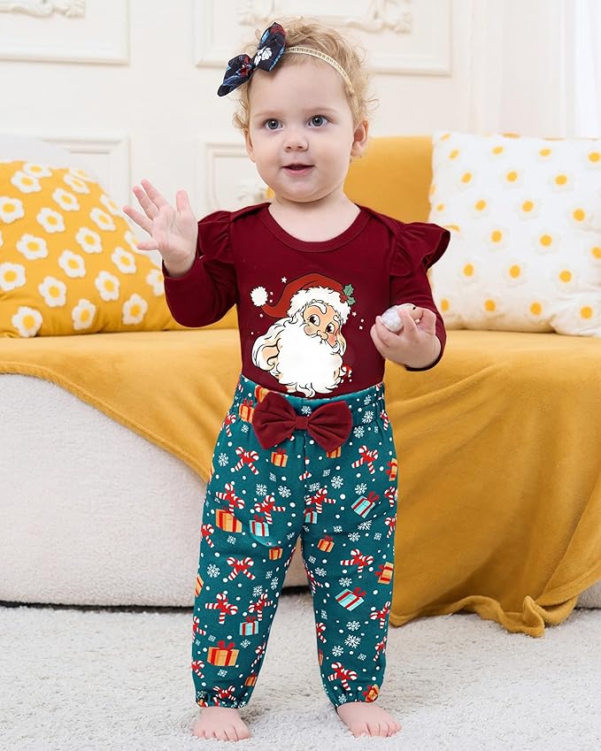 Baby Girl Clothes Newborn Infant Cotton Ruffle Romper+ Floral Pants + Headband Sets Fall Winter Outfits