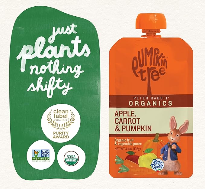 Pumpkin Tree Peter Rabbit Organics Apple, Carrot and Pumpkin Puree, 4.4 Ounce (Pack of 10)
