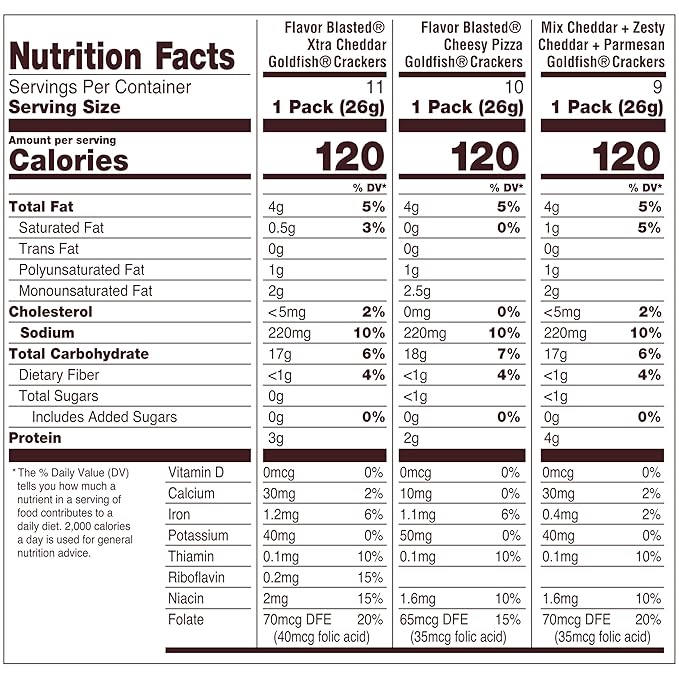 Goldfish Bold Mix Variety Pack Snack Crackers, 1 oz Snack Packs, 30 Ct Box (Pack of 2)